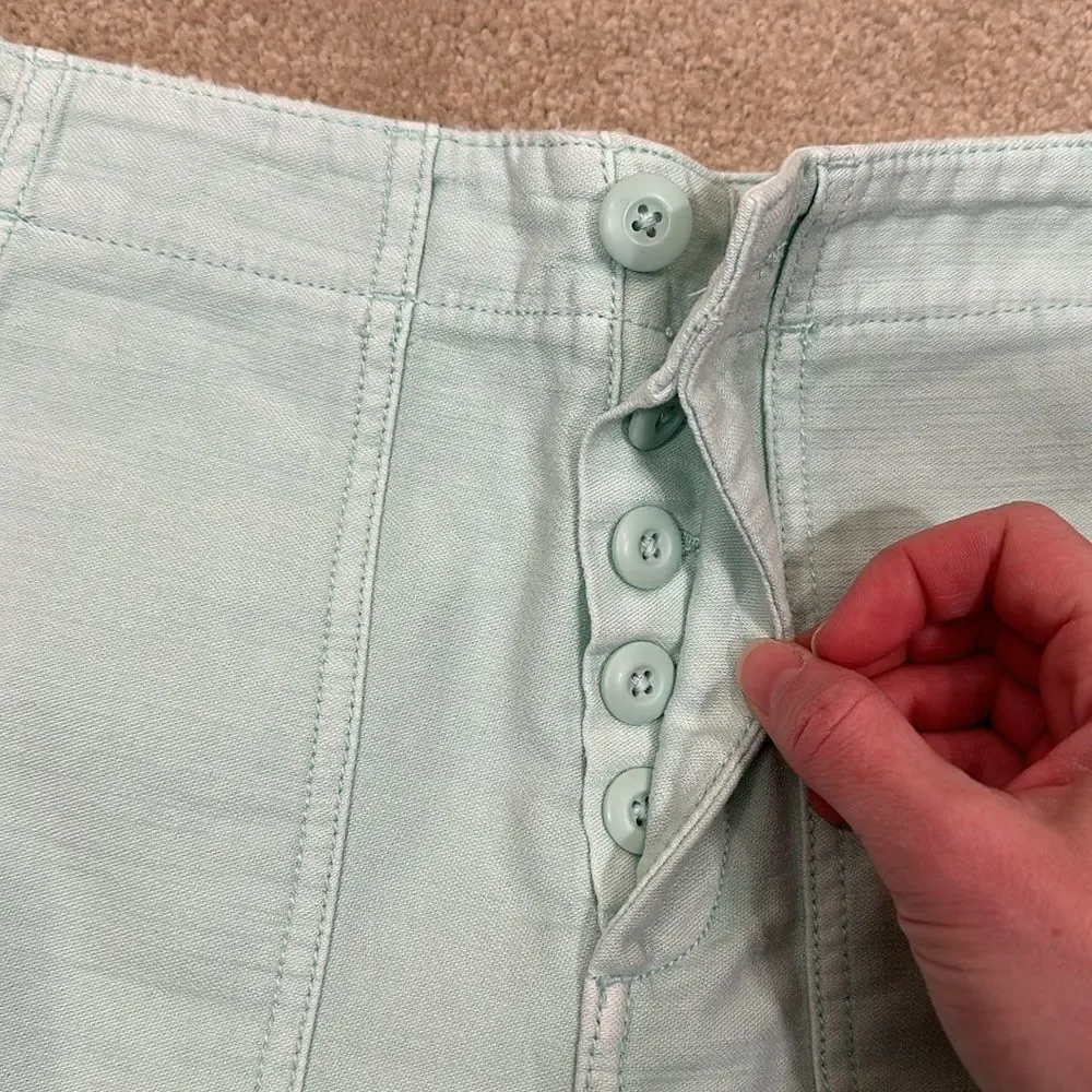 American Eagle High-Waisted Utility Khaki Short Aqua Blue Green Women Size 2